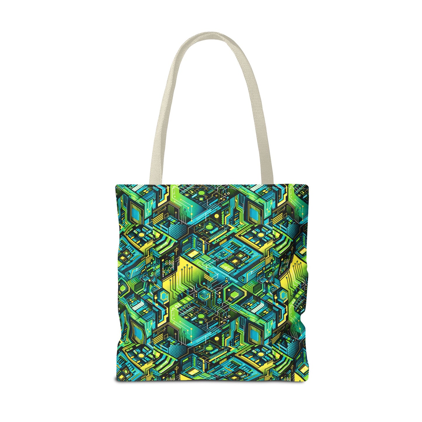 Tech-Infused Neon Tech-Forward Streetwear Tote Bag - 8404 Design-38