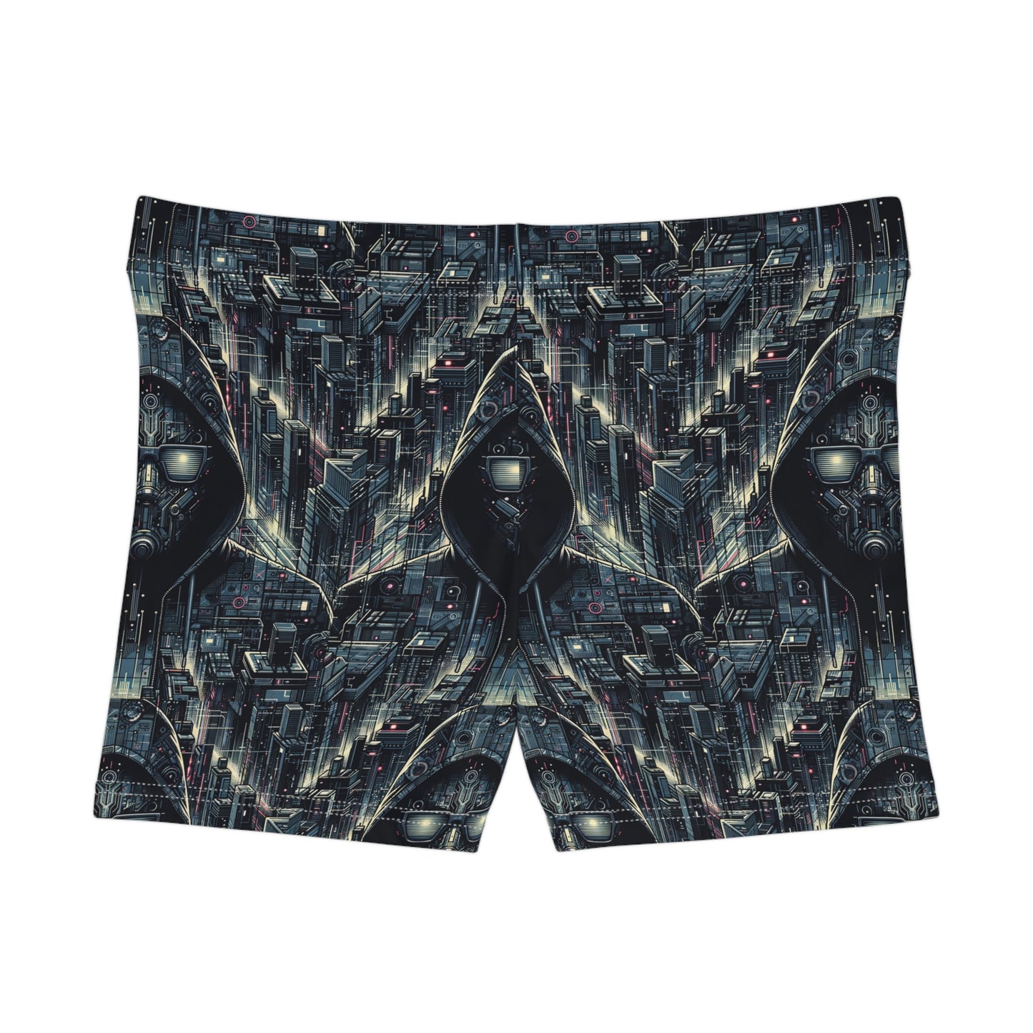 Tech Noir Aesthetics Sleek Tech Streetwear Women's Shorts - 8404 Design-56