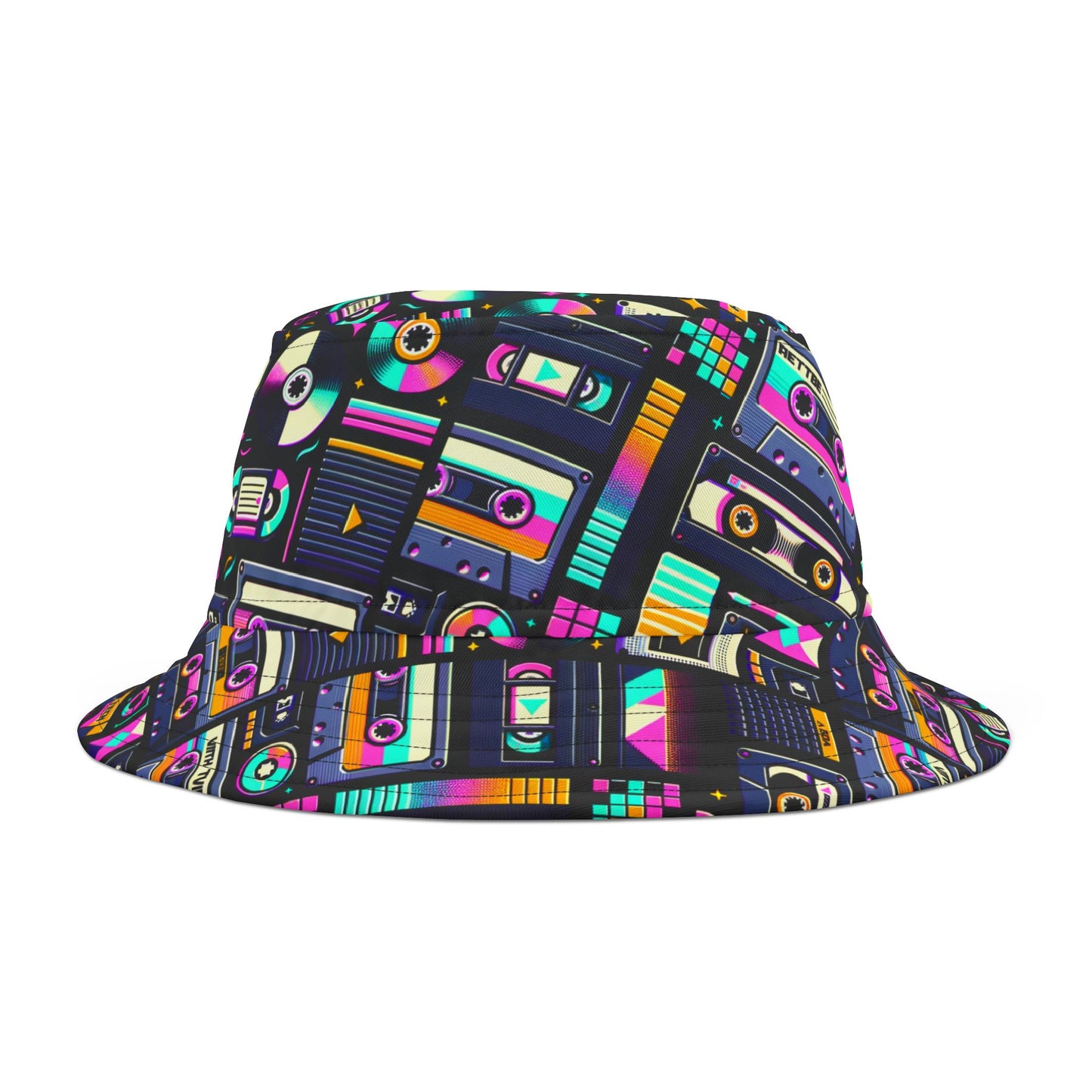Digital Nostalgia Tech-Inspired Retro Fusion Bucket Hat - 8404 Design-48