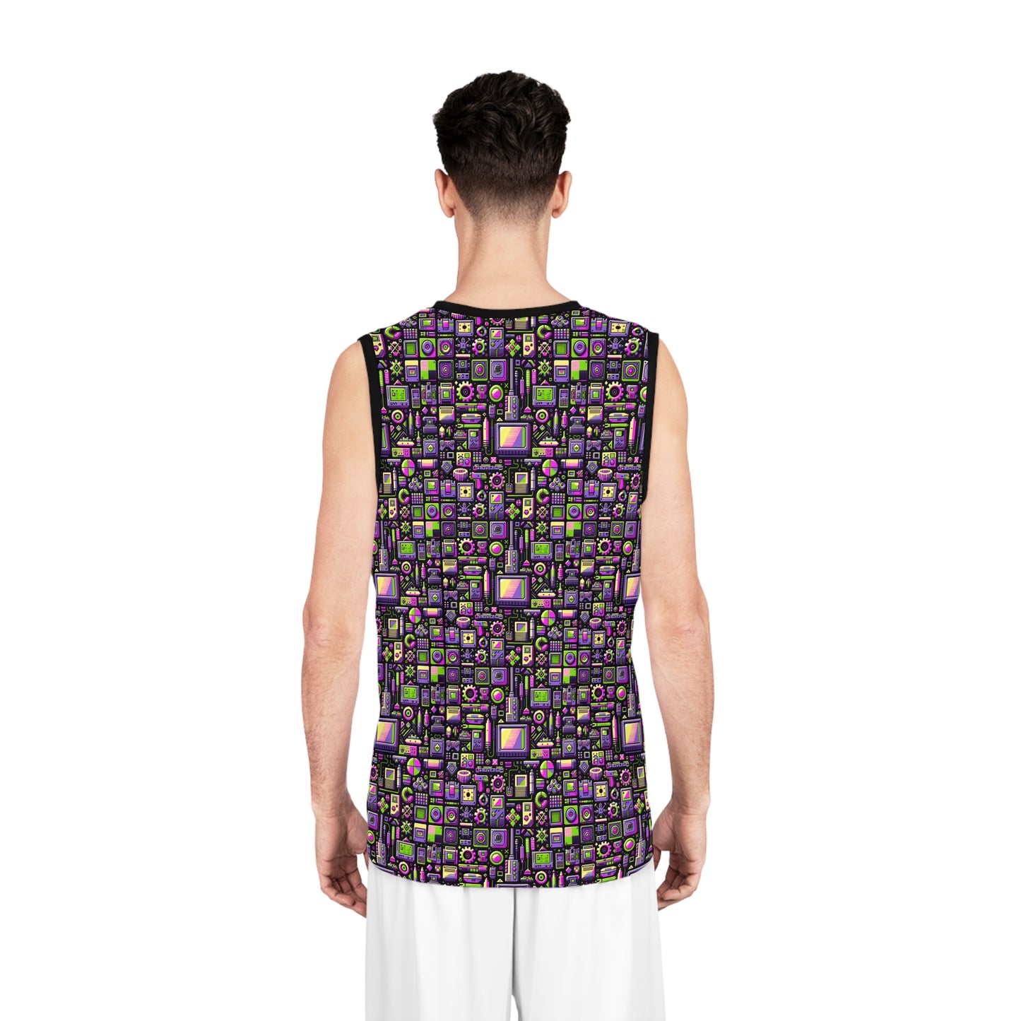 Digital Nostalgia Remix Modern Vintage Fusion Basketball Jersey - 8404 Design-67