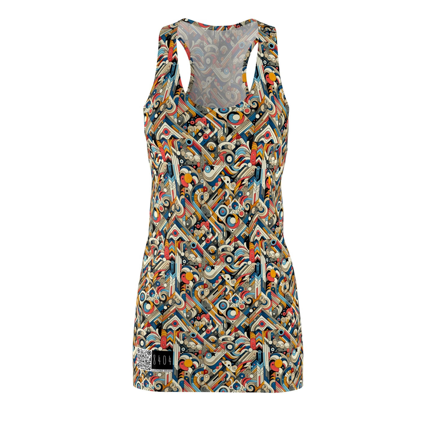 Abstract Graphic Art Modern Artistic Expression Women's Cut & Sew Racerback Dress - 8404 Design-62
