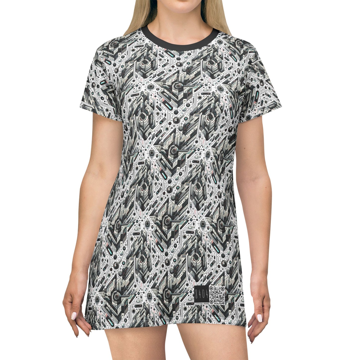 Tech-Infused Streetwear Tech-Forward Minimalism T-Shirt Dress - 8404 Design-51