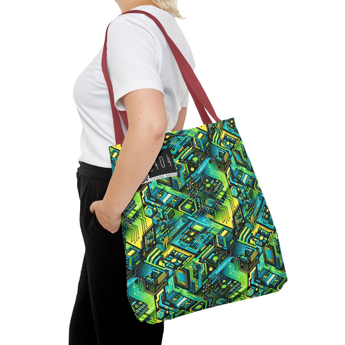 Tech-Infused Neon Tech-Forward Streetwear Tote Bag - 8404 Design-38