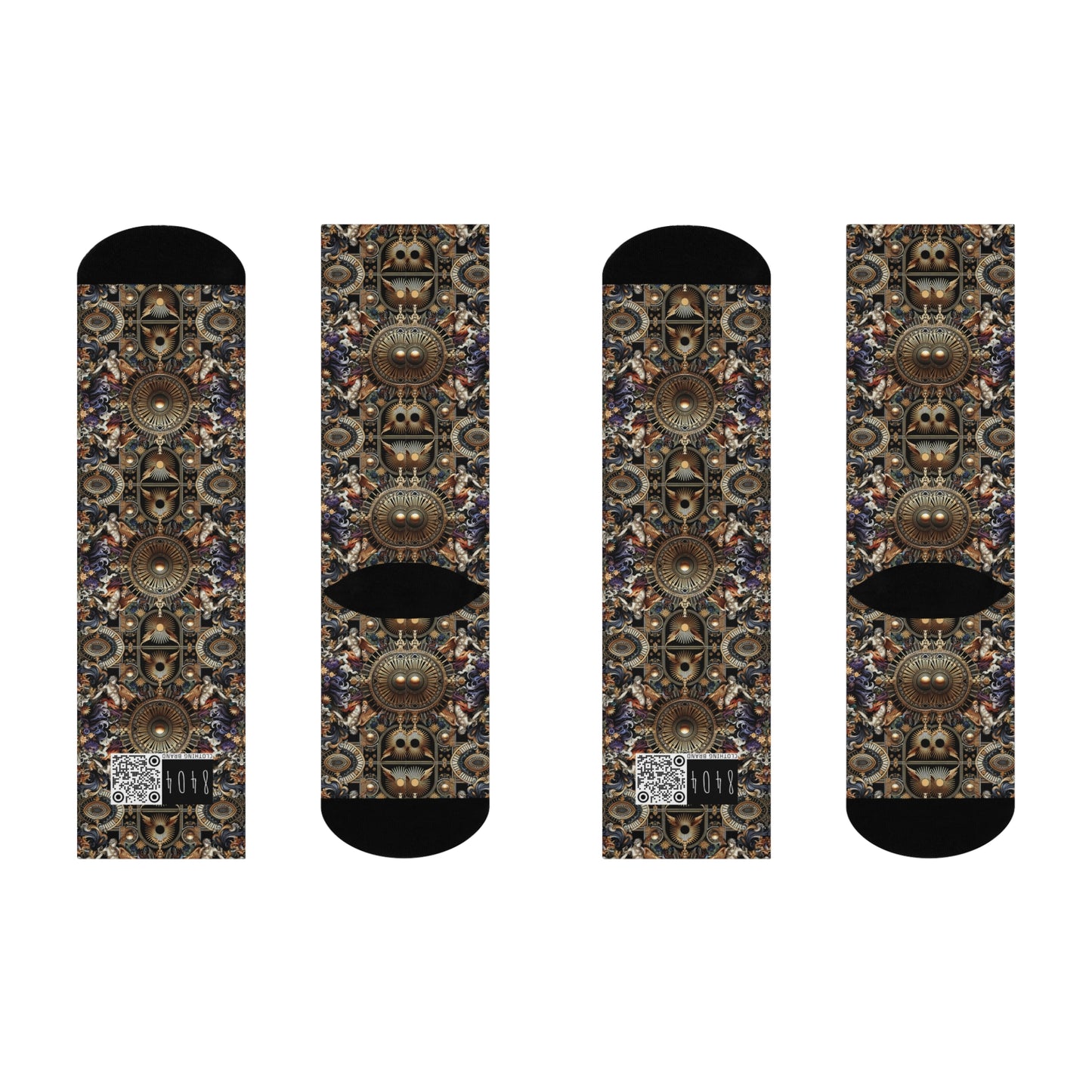Digital Renaissance Luxurious Streetwear Inspired By Classical Art With a Modern Twist Cushioned Crew Socks - 8404 Design-55