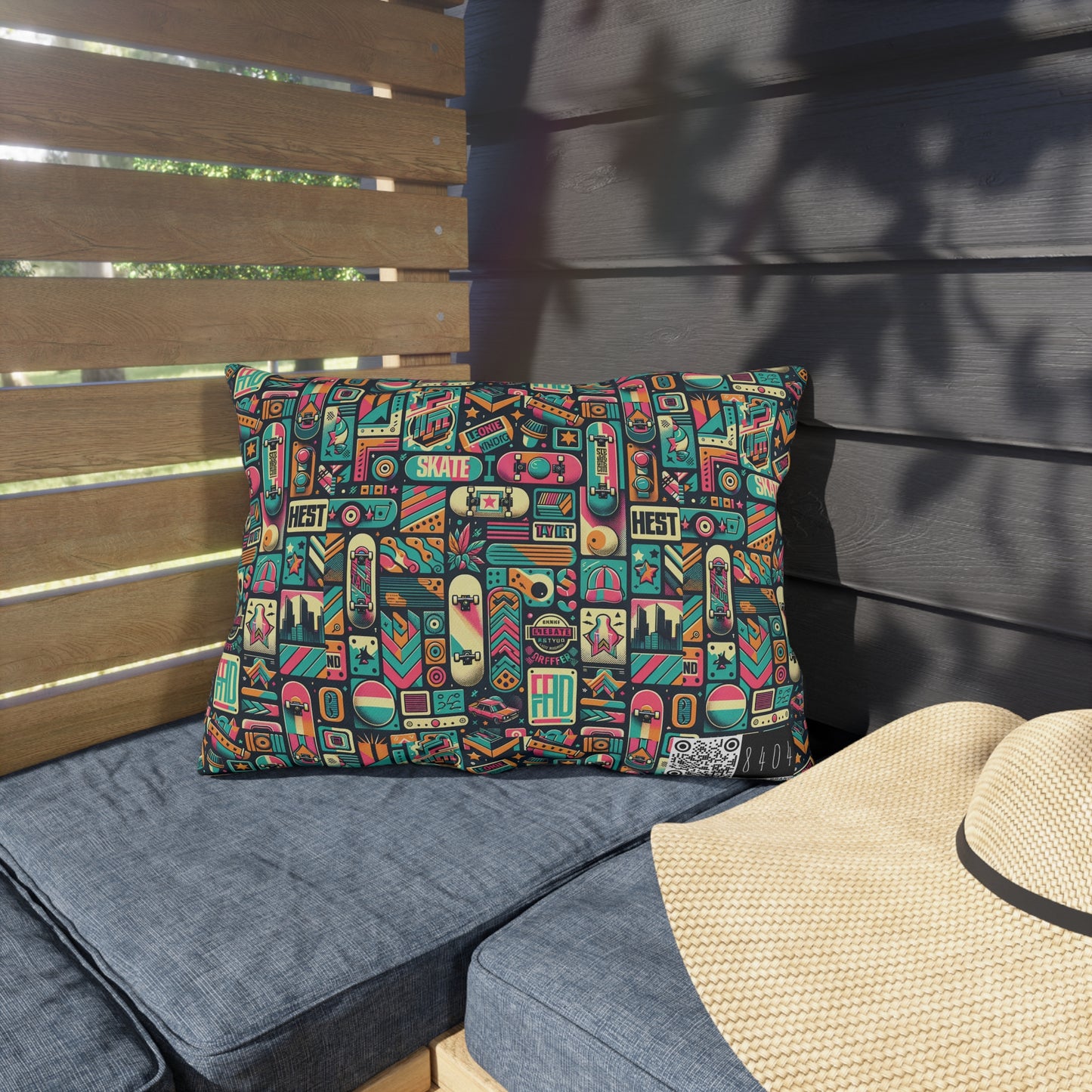 Skate Culture Revival Urban Retro Cool Outdoor Pillow - 8404 Design-61