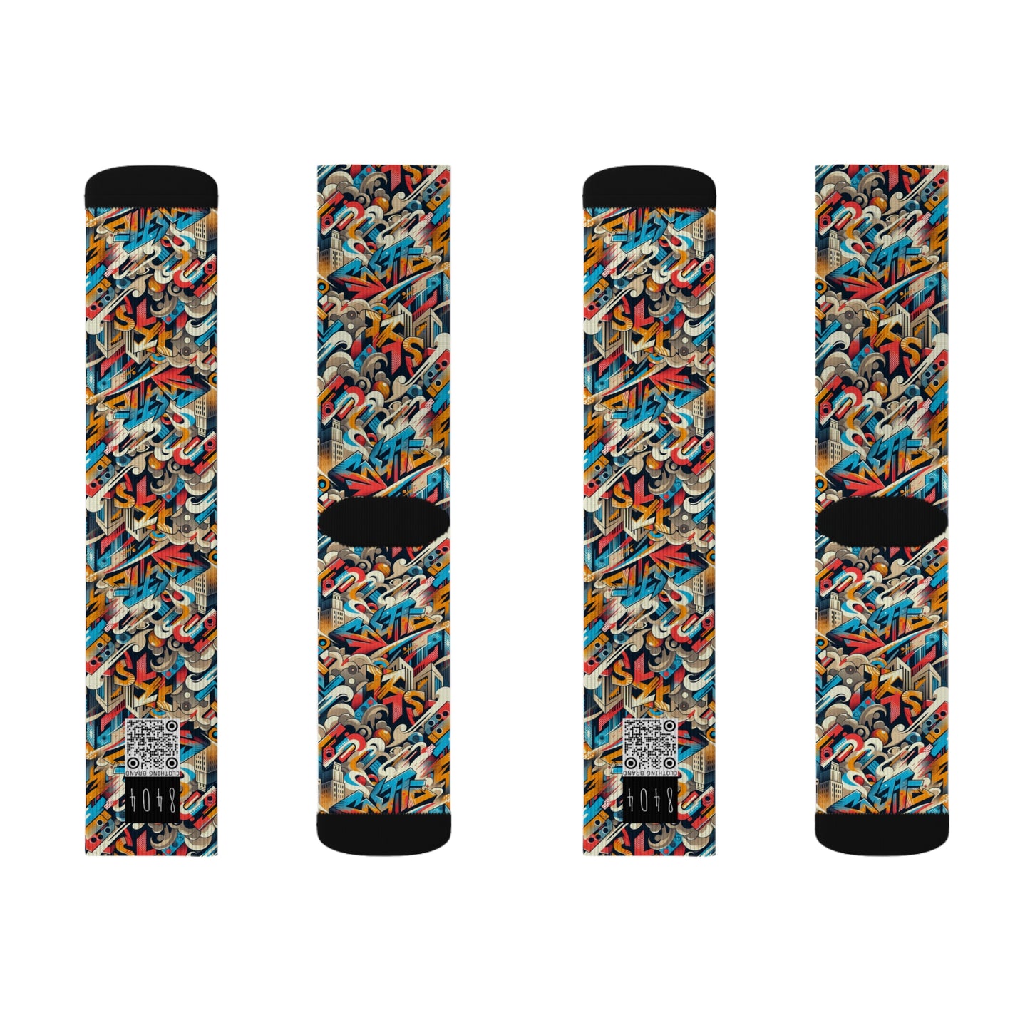 Neo-Traditional Street Art Modern Street Art Fusion Sublimation Socks - 8404 Design-44