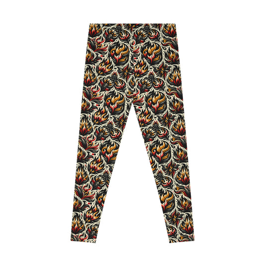 Fire & Flames Bold Streetwear Statement Stretch Leggings - 8404 Design-57