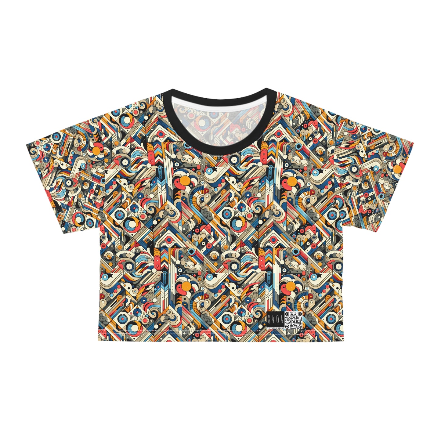 Abstract Graphic Art Modern Artistic Expression Crop Tee - 8404 Design-62