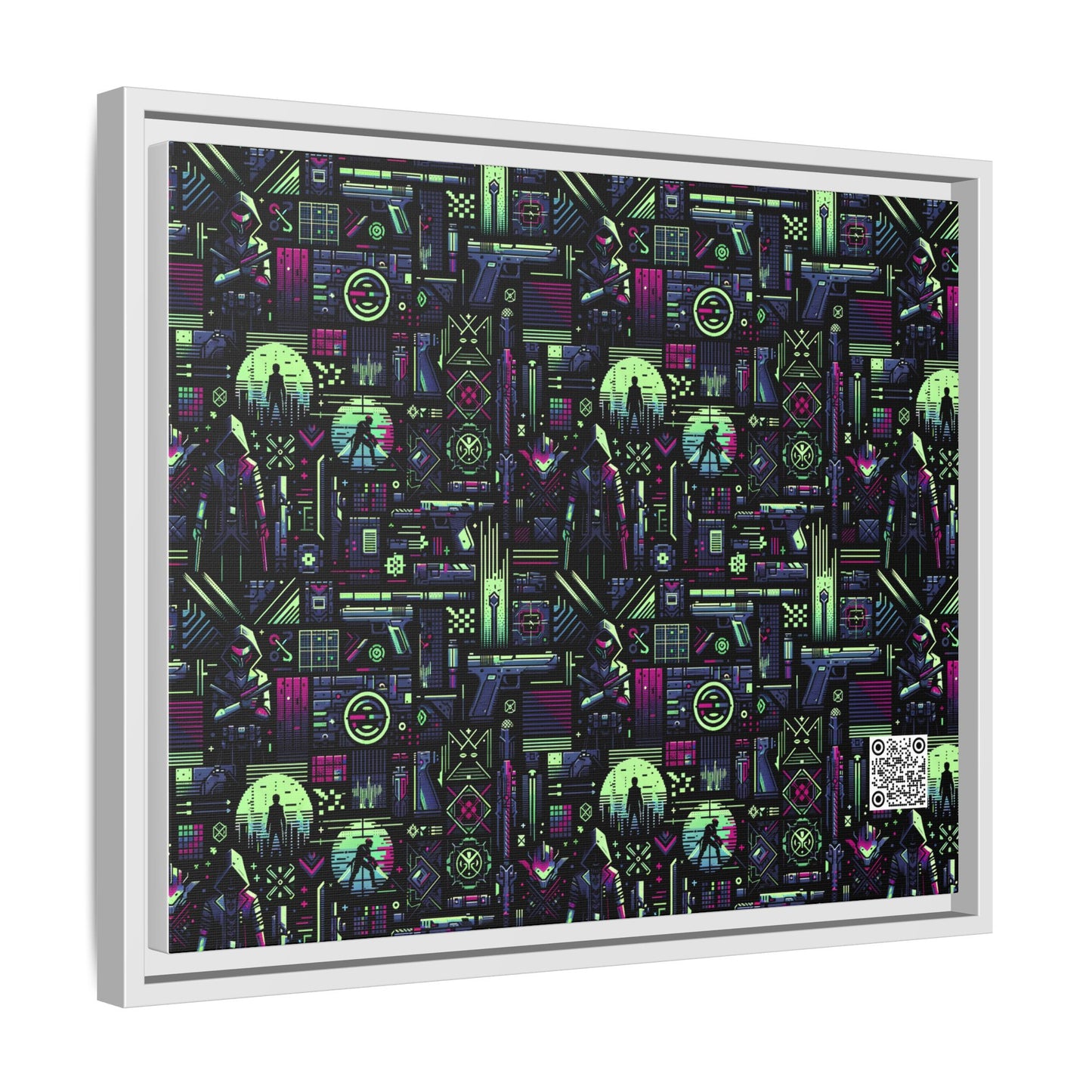 Tech Noir Futuristic Cyberpunk Matte Canvas, Framed (multi-Color) - 8404 Design-63 A
