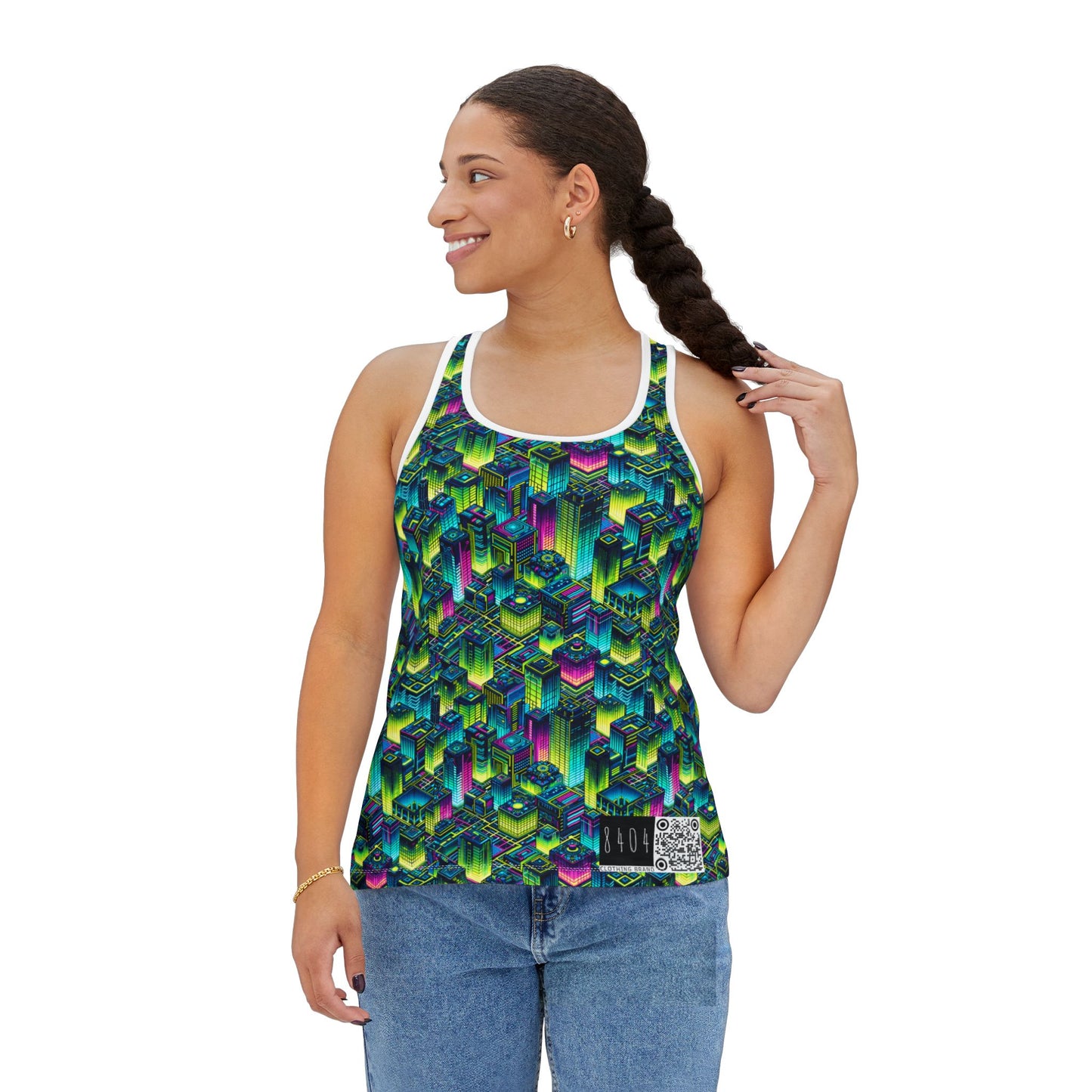 Tech-Infused Neon Tech-Forward Streetwear Women's Tank Top - 8404 Design-65