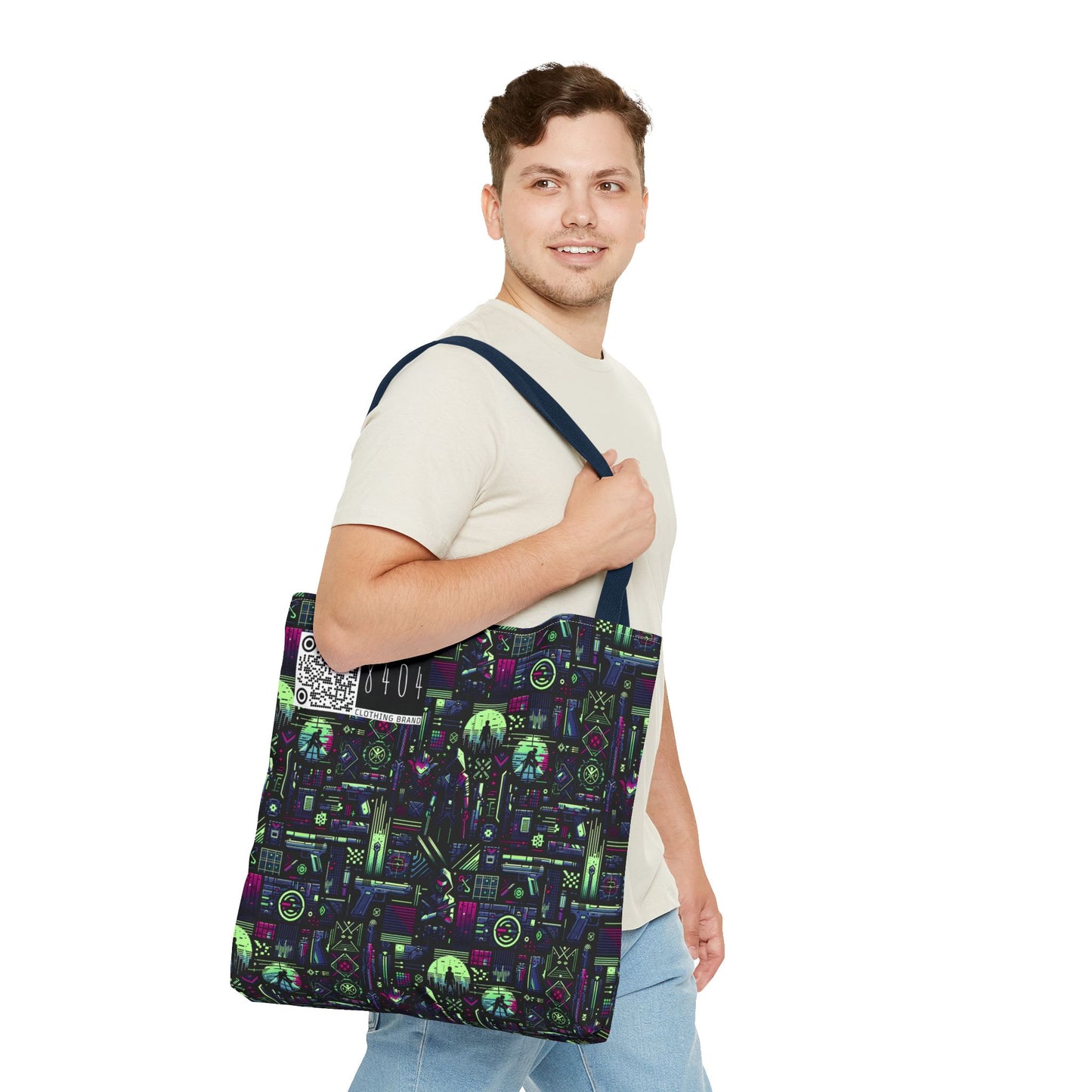 Tech Noir Futuristic Cyberpunk Tote Bag - 8404 Design-63