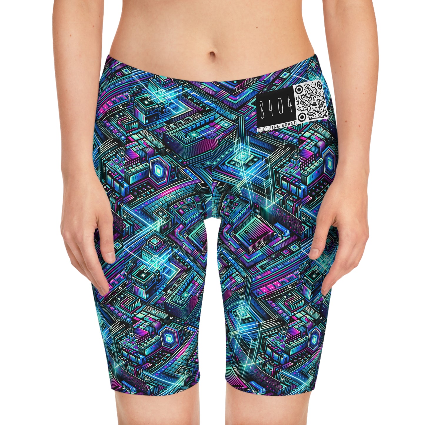 Digital Dreamland Futuristic Tech Aesthetic Women's Bike Shorts - 8404 Design-42