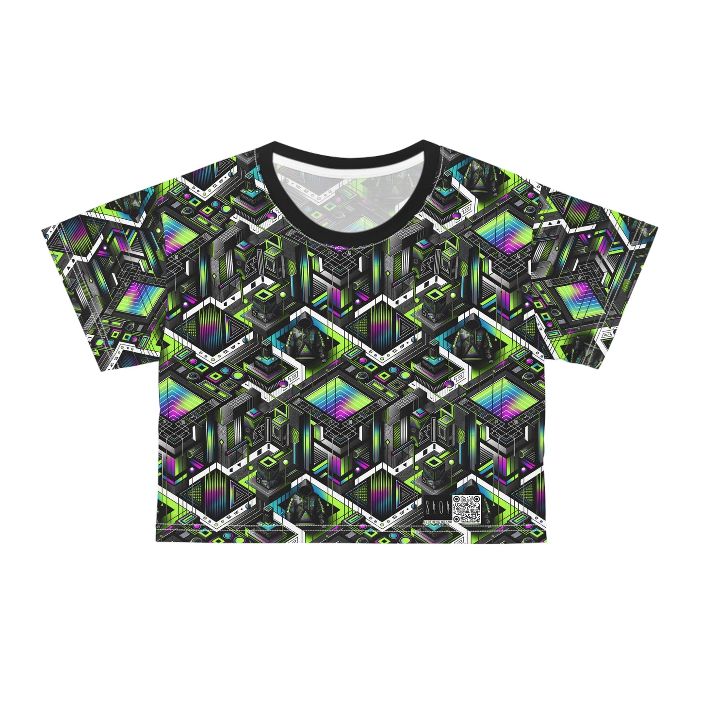 Retro Futurism Graphics Tech-Forward Streetwear Crop Tee - 8404 Design-52