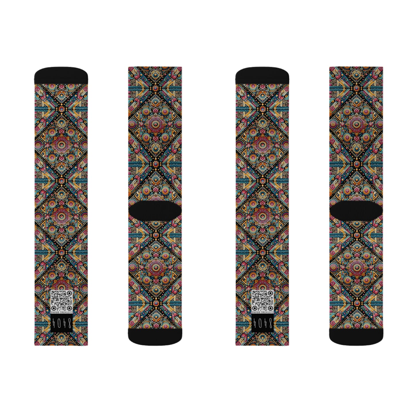 Cultural Fusion Tech Blend of Cultural Heritage With Tech-Inspired Elements Sublimation Socks - 8404 Design-58
