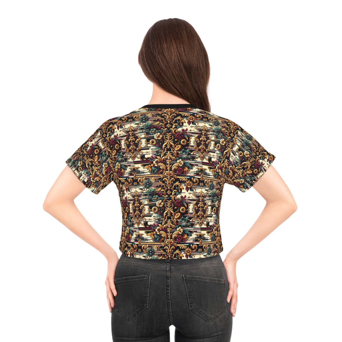 Digital Renaissance Modern Baroque Fusion Crop Tee - 8404 Design-63