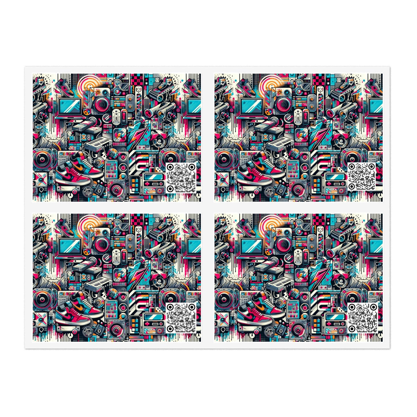 Urban Graffiti Fusion Eclectic Street Art Meets Modern Tech Culture Sticker Sheets - 8404 Design-50
