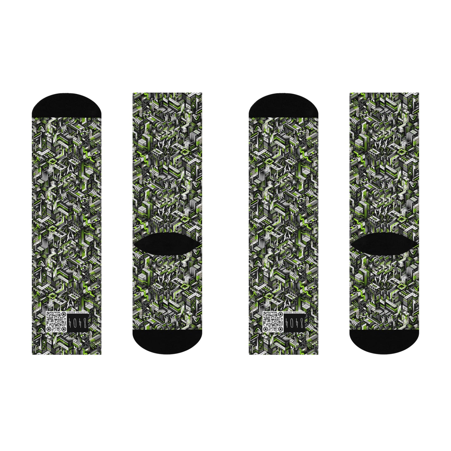Graffiti Tech Fusion Bold Streetwear Fusion Cushioned Crew Socks - 8404 Design-53