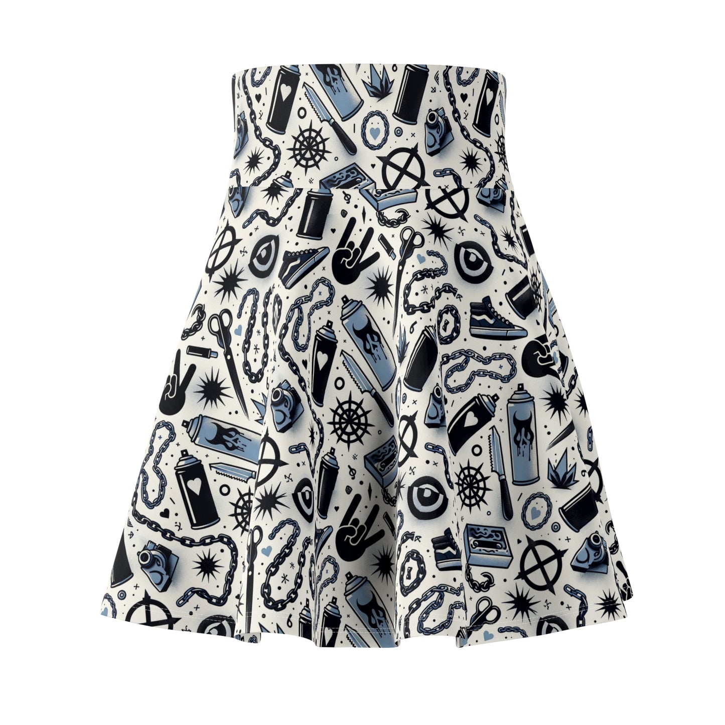Cultural Rebellion Graphics Edgy and Rebellious With a Hint of Nostalgia Women's Skater Skirt - 8404 Design-57