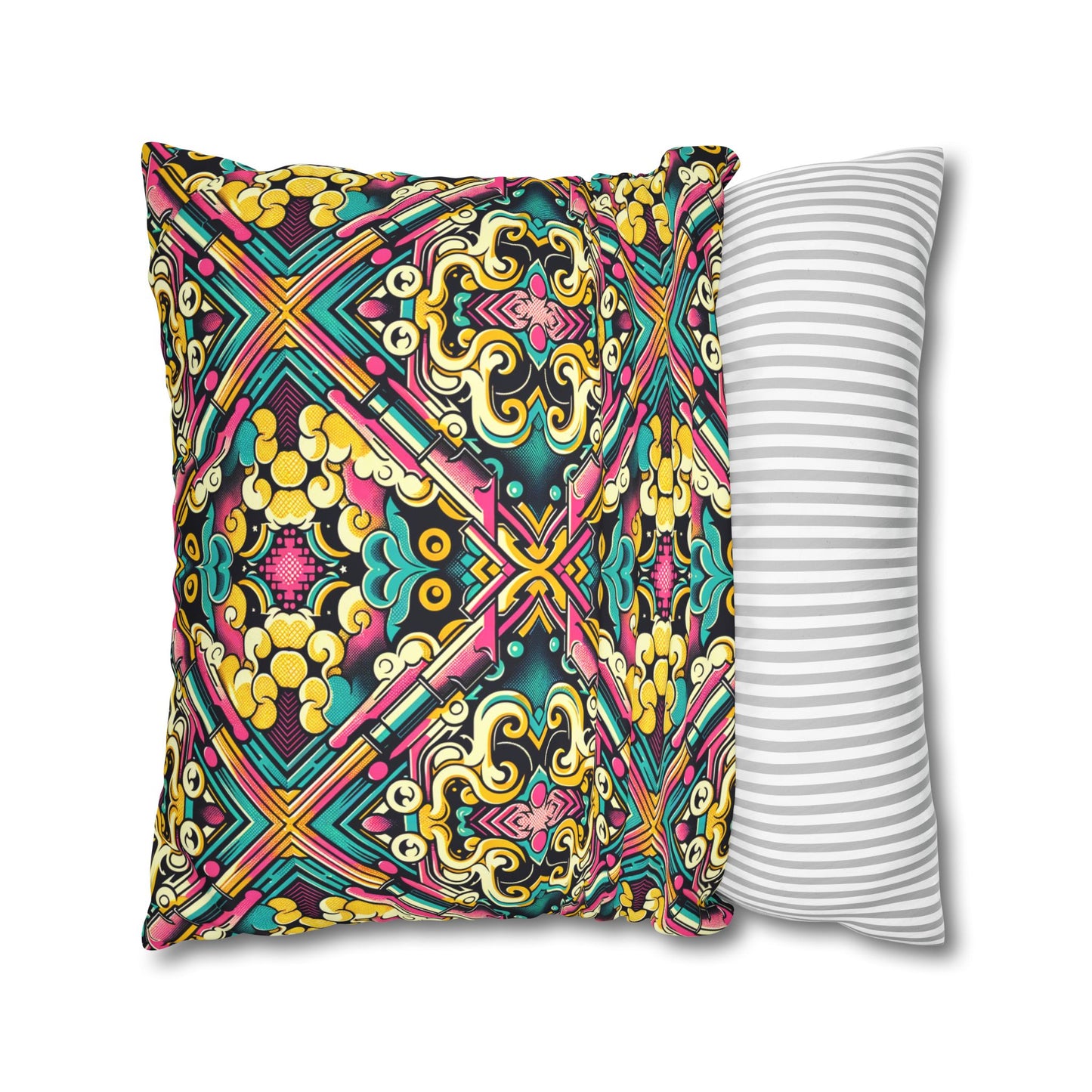 Neon Pop Art Revival Pop Culture Retro Faux Suede Square Pillowcase - 8404 Design-59