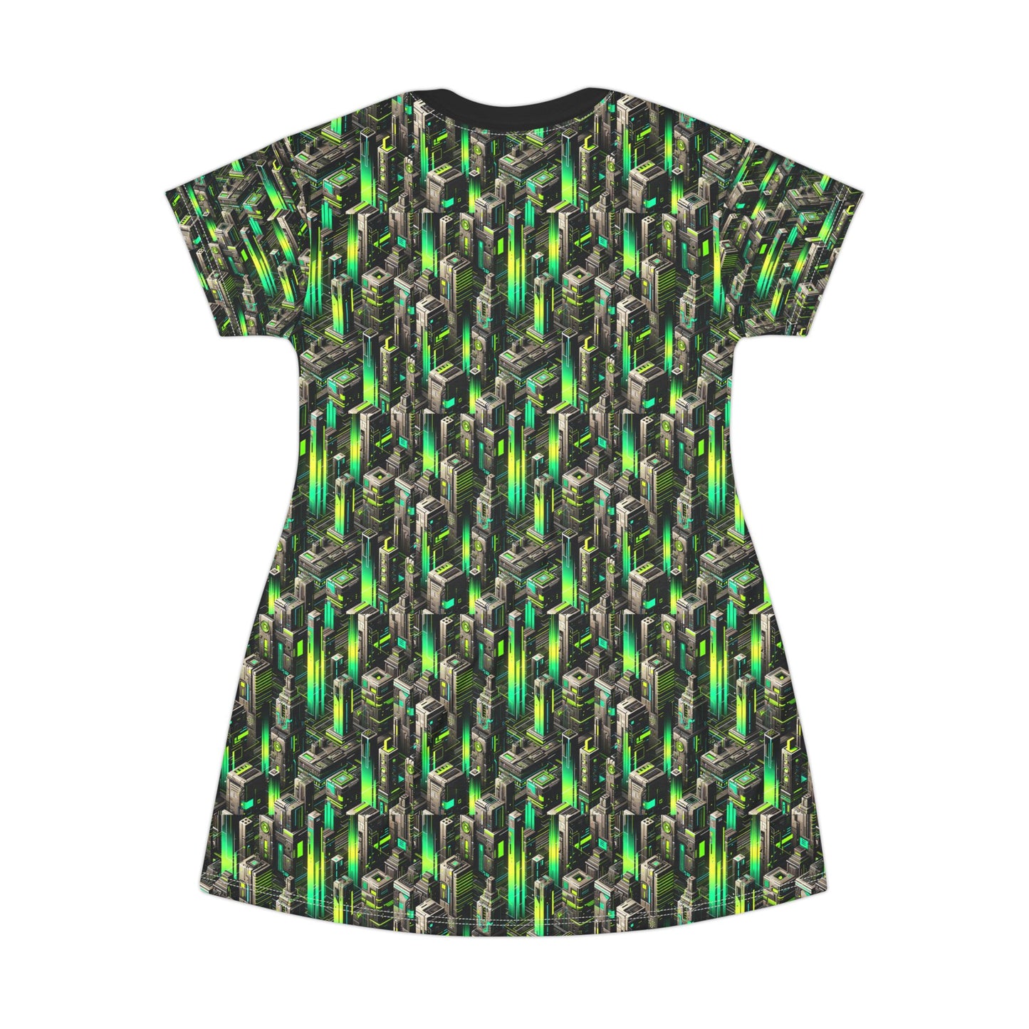 Digital Rebellion Tech-Forward Streetwear T-Shirt Dress - 8404 Design-63