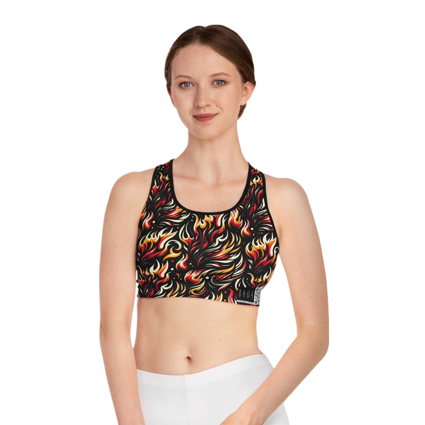 Fire & Flames Bold Streetwear Statement Sports Bra - 8404 Design-60