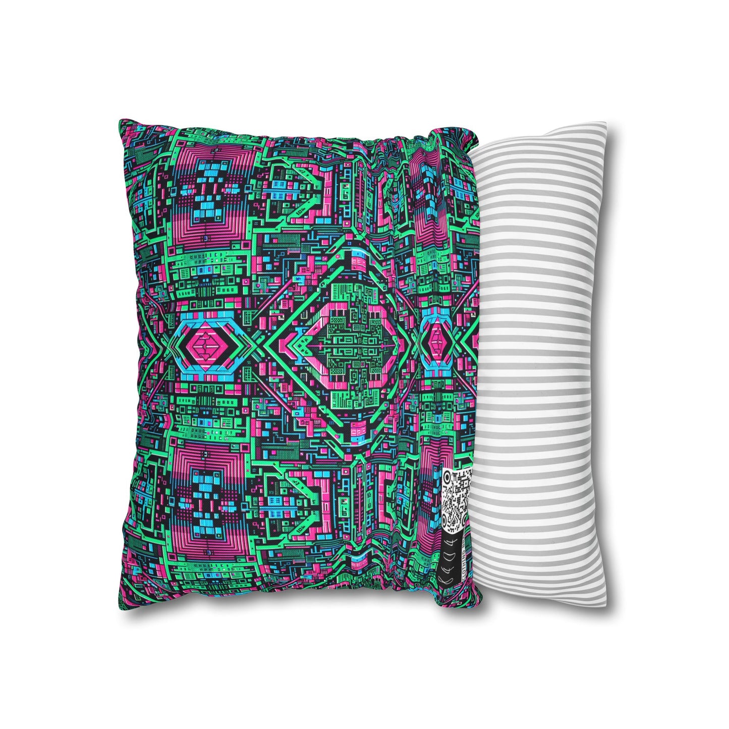 Digital Glitch Vibes Tech-Inspired Streetwear Spun Polyester Square Pillowcase - 8404 Design-71