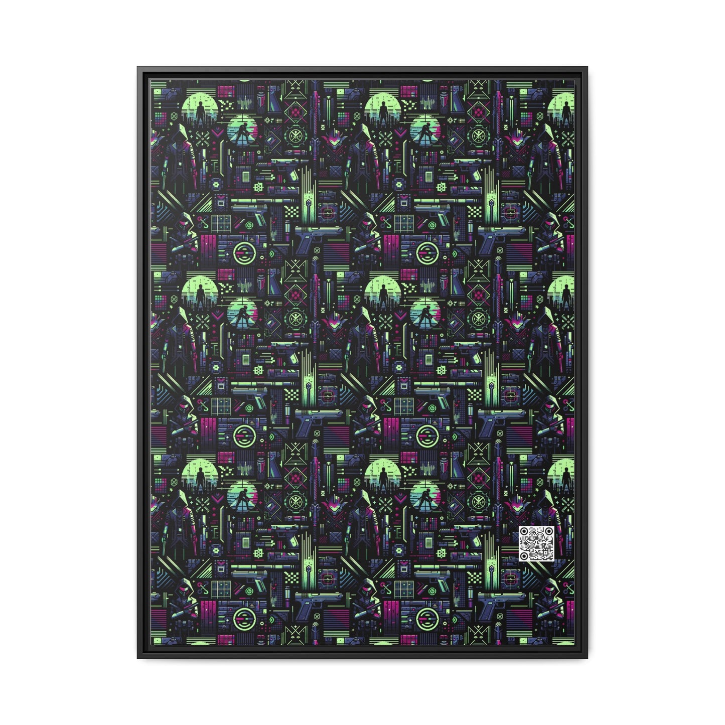 Tech Noir Futuristic Cyberpunk Matte Canvas, Framed (multi-Color) - 8404 Design-63 A