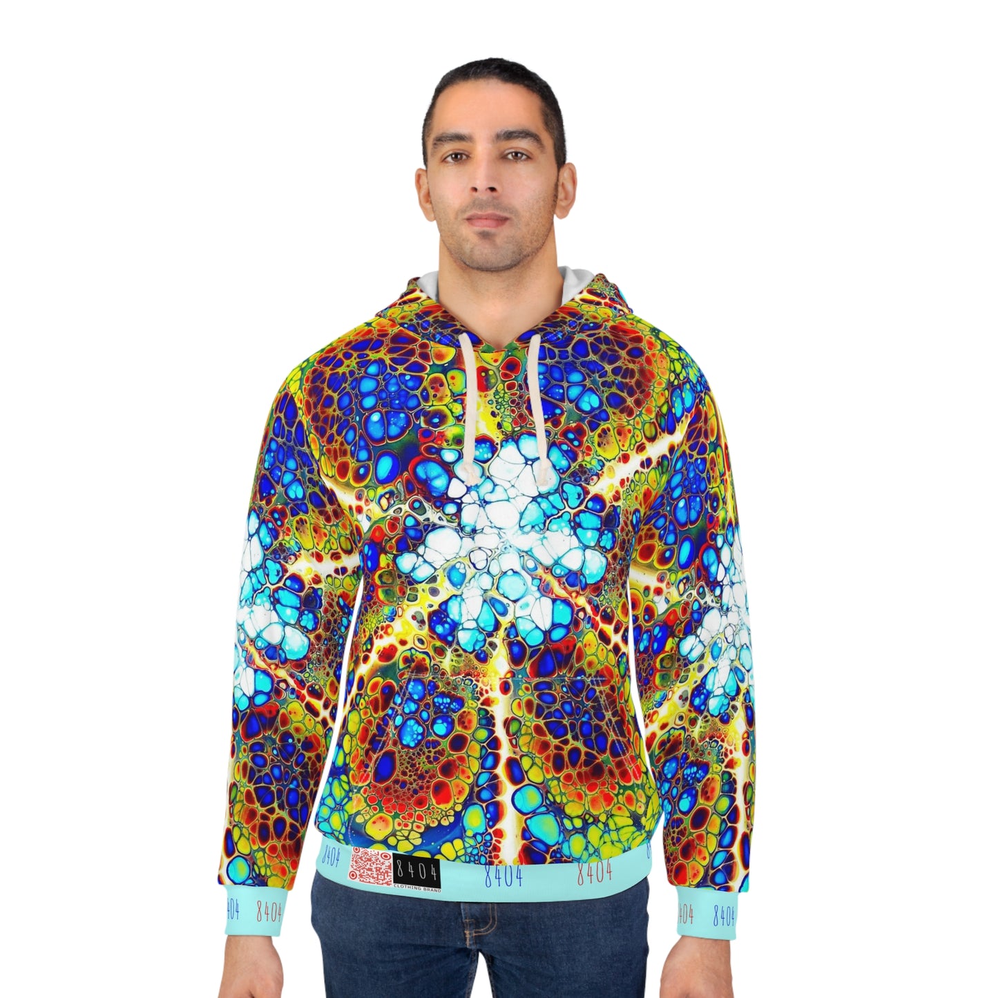 8404's Unisex Adult "fusion Flower in Glacier Blue" Fashion Pullover Hoodie