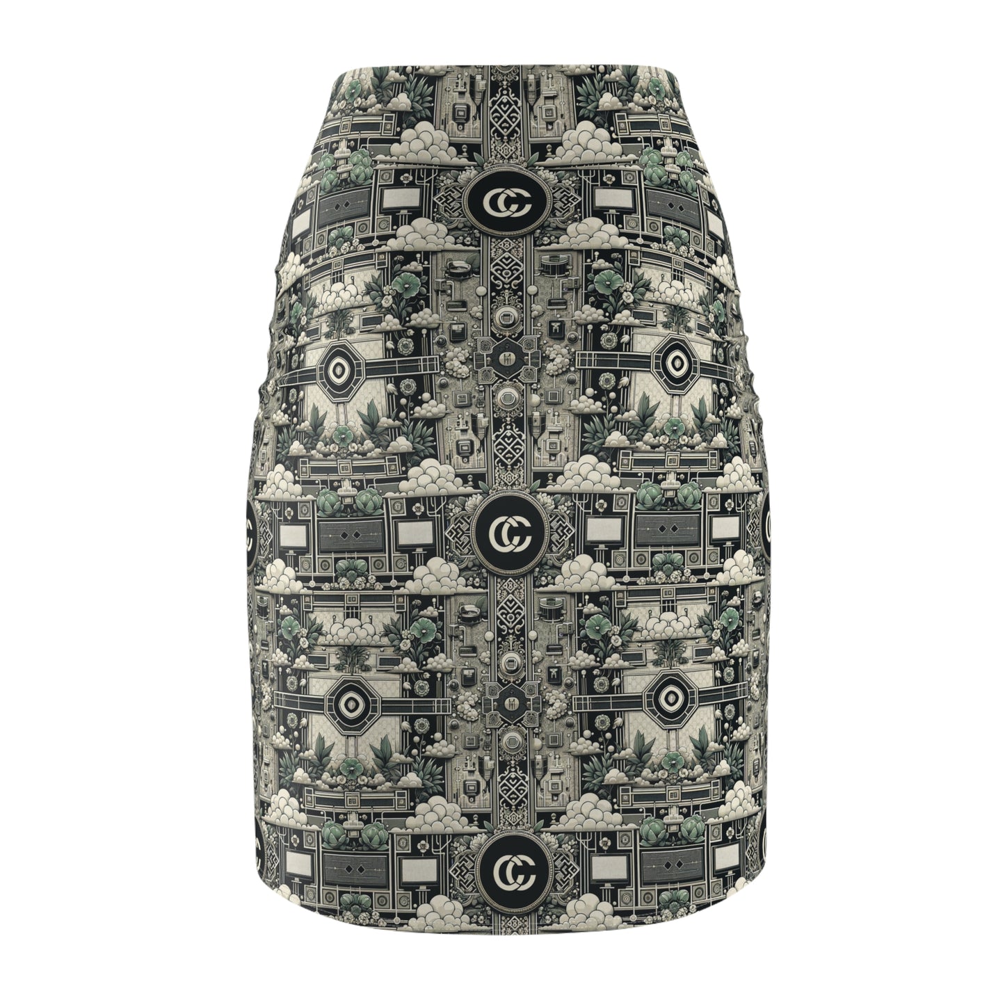 Cyber Garden Party Tech Garden Extravaganza Women's Pencil Skirt - 8404 Design-54
