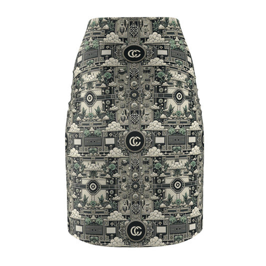 Cyber Garden Party Tech Garden Extravaganza Women's Pencil Skirt - 8404 Design-54