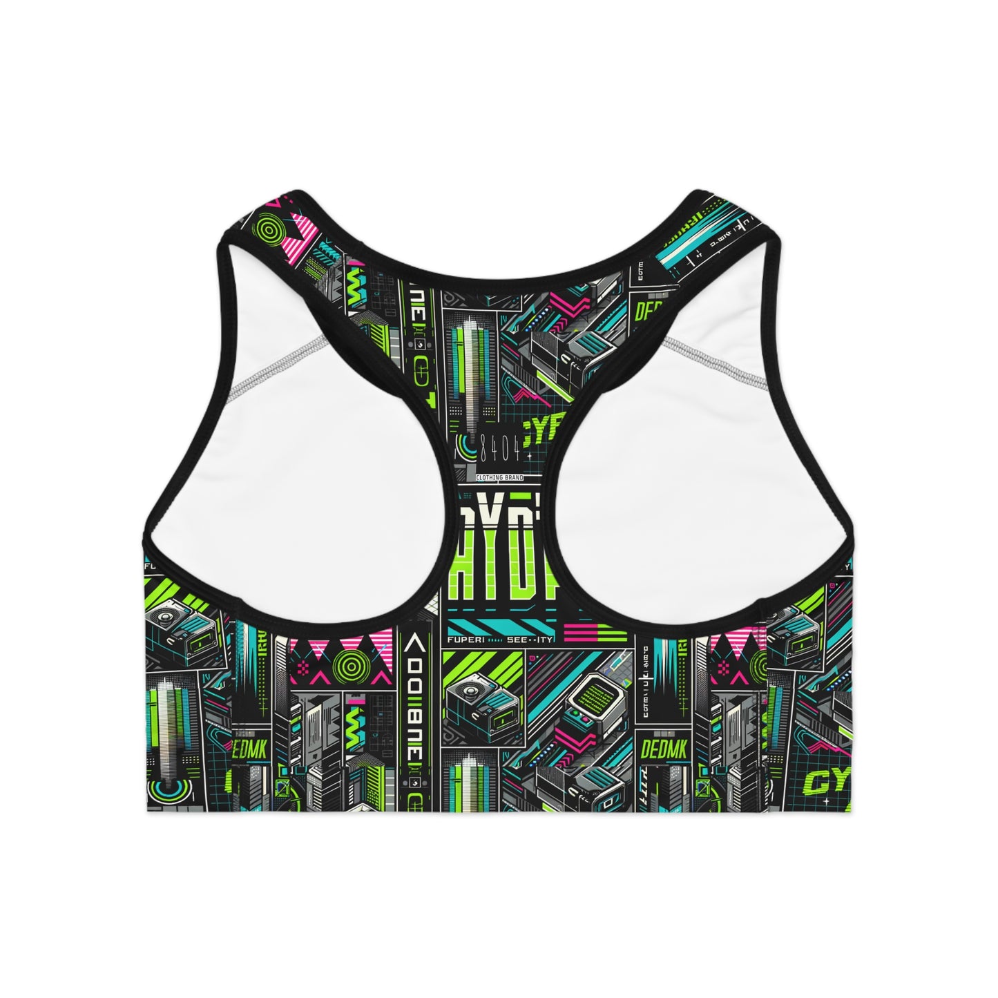 Tech-Forward Graphics Tech-Inspired Streetwear Sports Bra - 8404 Design-46