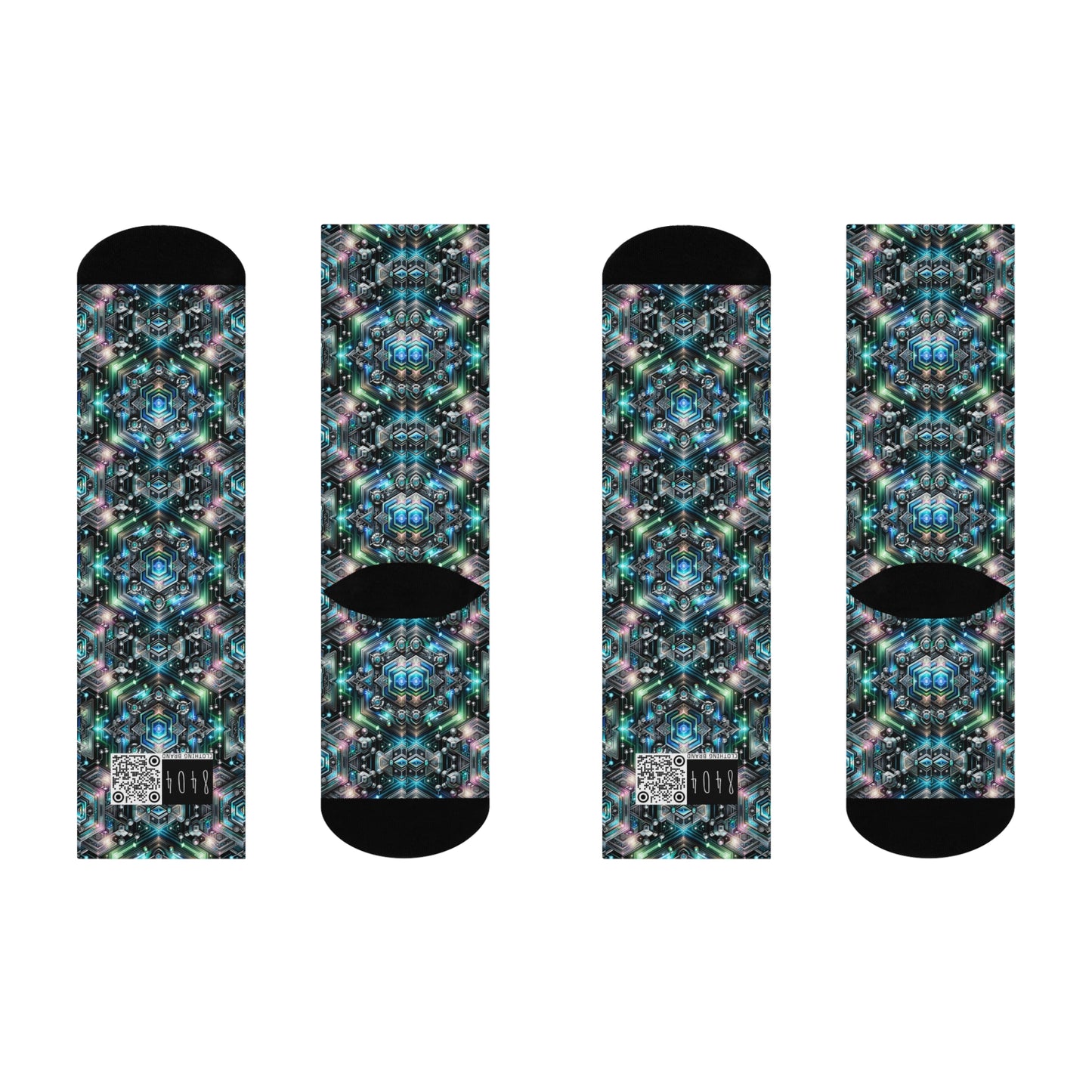 Tech-Infused Futurism Futuristic Tech Cushioned Crew Socks - 8404 Design-63