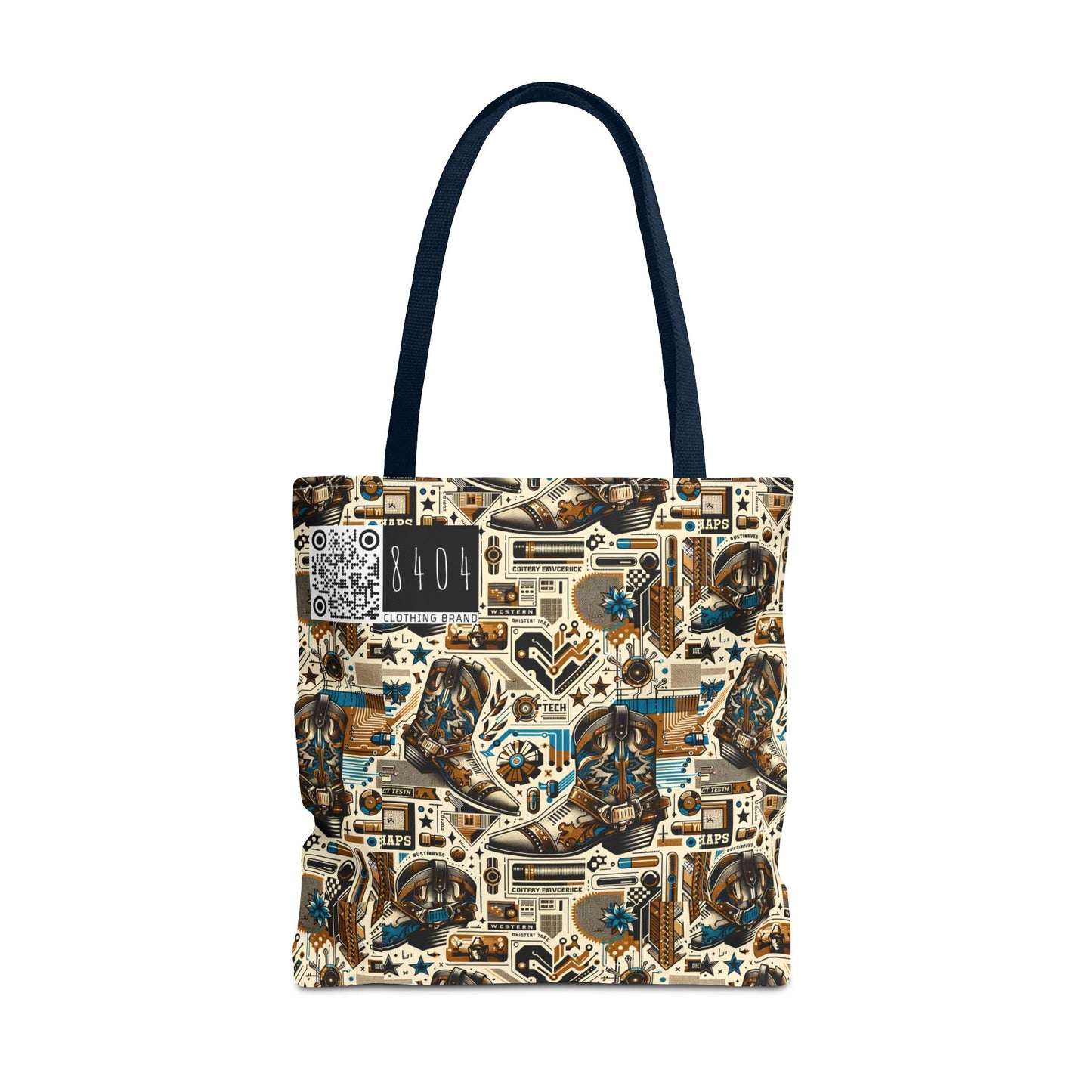 Digital Cowboy Chic Tech-Infused Western Fusion Tote Bag - 8404 Design-45