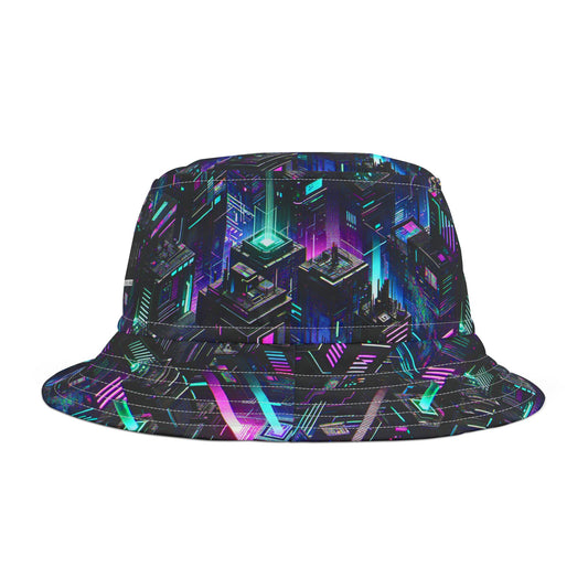 Tech Noir Graphics Futuristic Tech Aesthetics Bucket Hat - 8404 Design-55