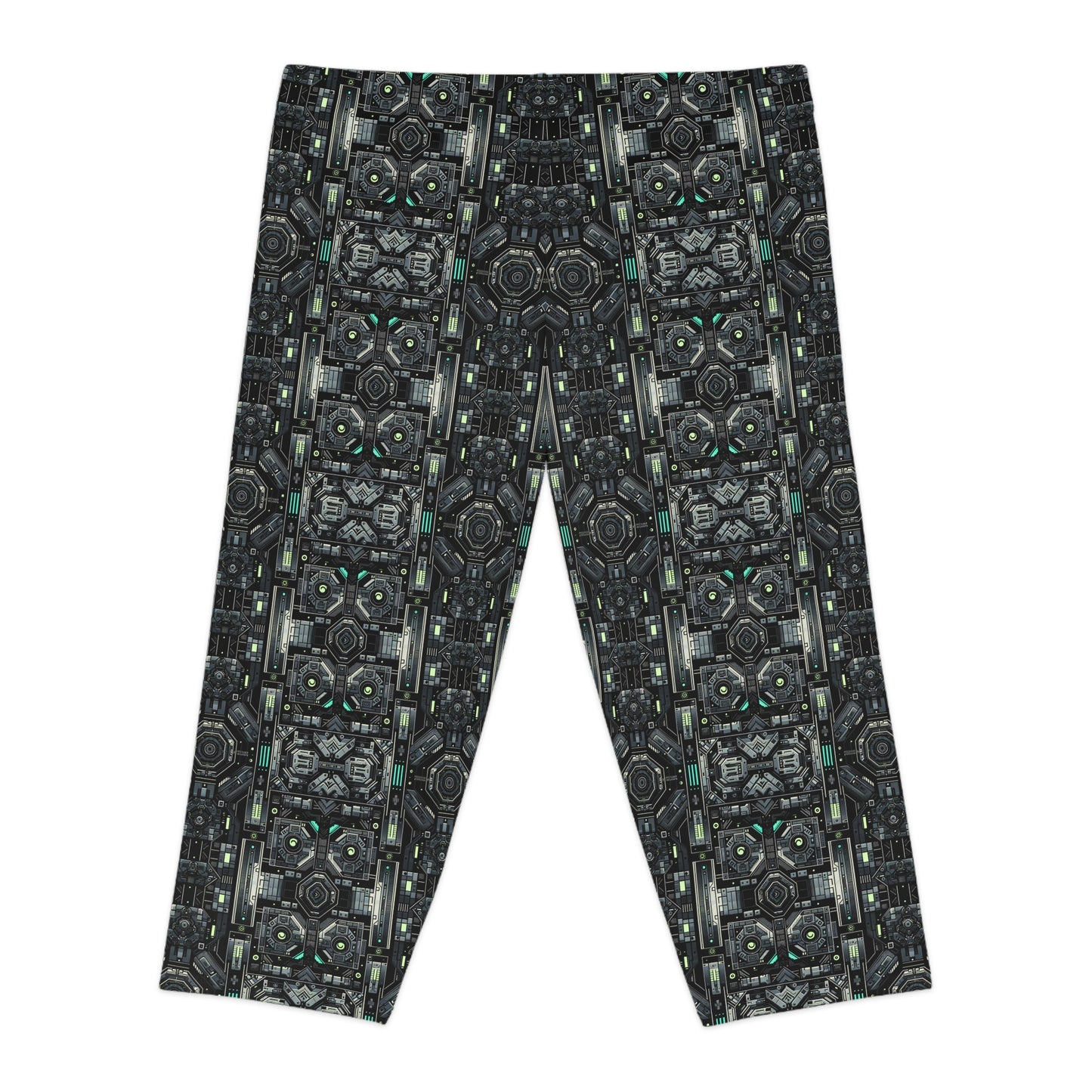 Tech Noir Tech-Forward Minimalism Women's Capri Leggings - 8404 Design-52