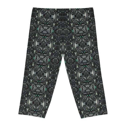 Tech Noir Tech-Forward Minimalism Women's Capri Leggings - 8404 Design-52