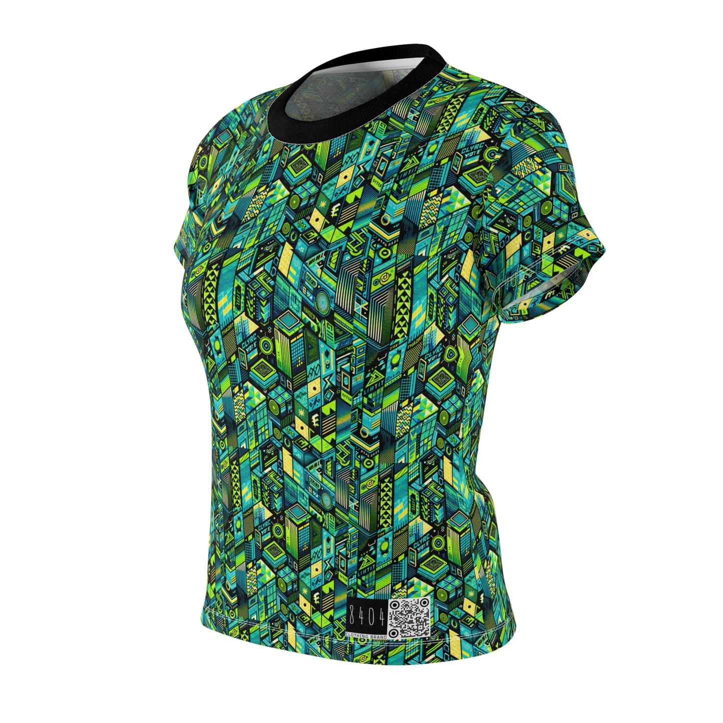 Tech-Infused Neon Tech-Forward Streetwear Women's Cut & Sew Tee - 8404 Design-61