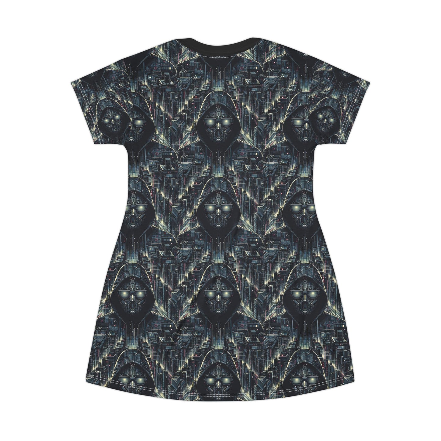 Tech Noir Aesthetics Sleek Tech Streetwear T-Shirt Dress - 8404 Design-56