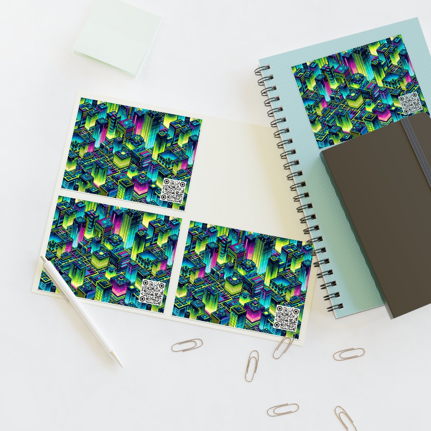 Tech-Infused Neon Tech-Forward Streetwear Sticker Sheets - 8404 Design-65