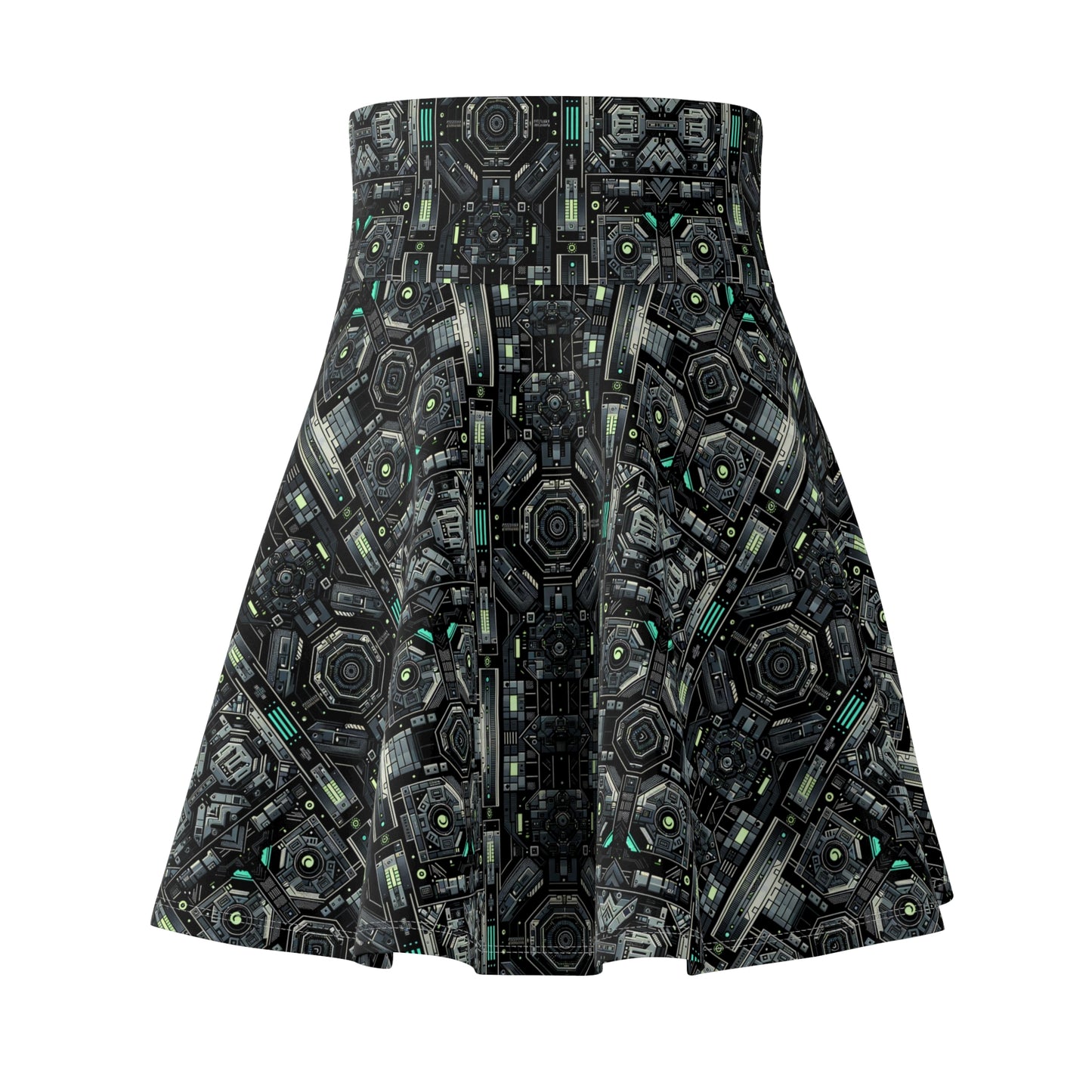 Tech Noir Tech-Forward Minimalism Women's Skater Skirt - 8404 Design-52
