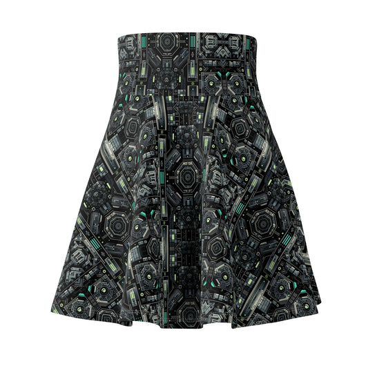 Tech Noir Tech-Forward Minimalism Women's Skater Skirt - 8404 Design-52