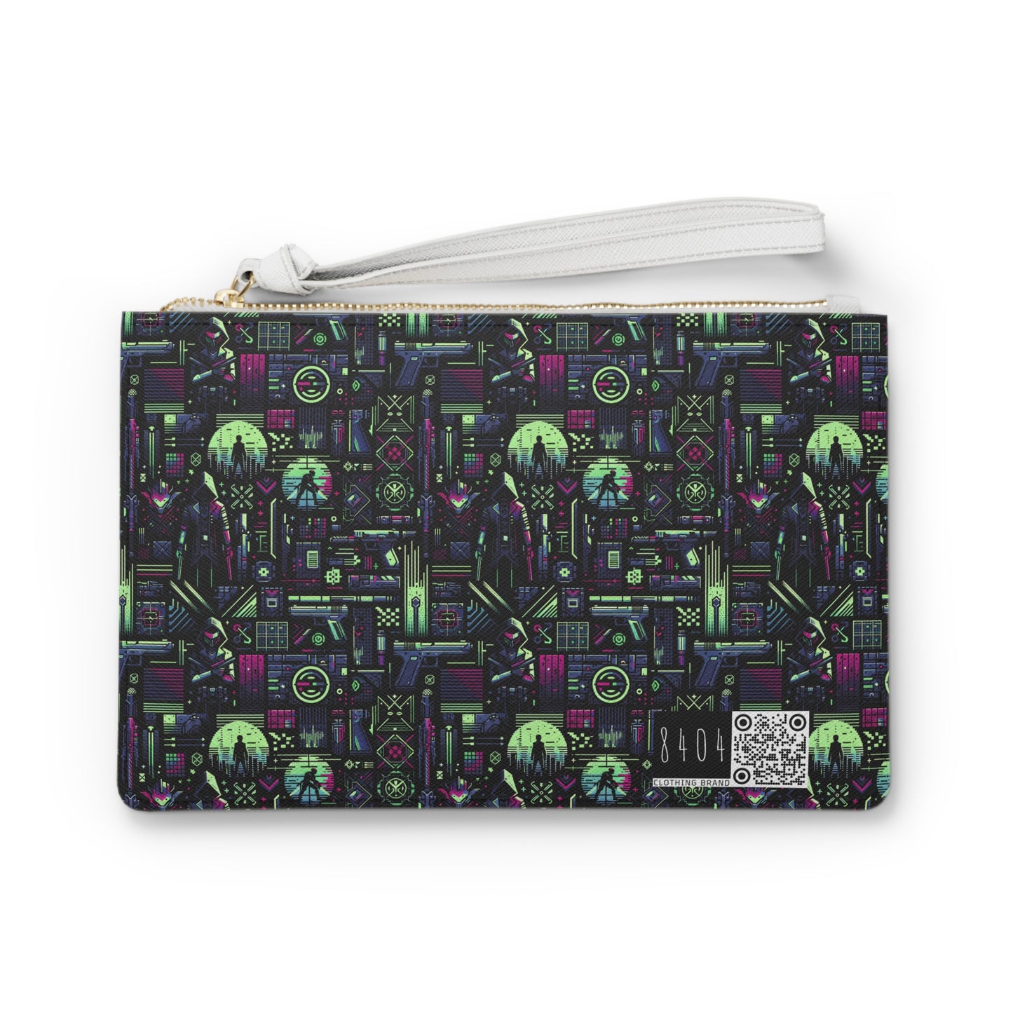 Tech Noir Futuristic Cyberpunk Clutch Bag - 8404 Design-63