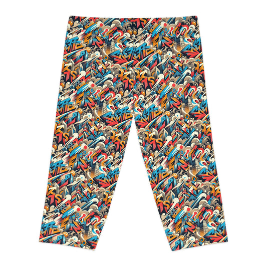 Neo-Traditional Street Art Modern Street Art Fusion Women's Capri Leggings - 8404 Design-44