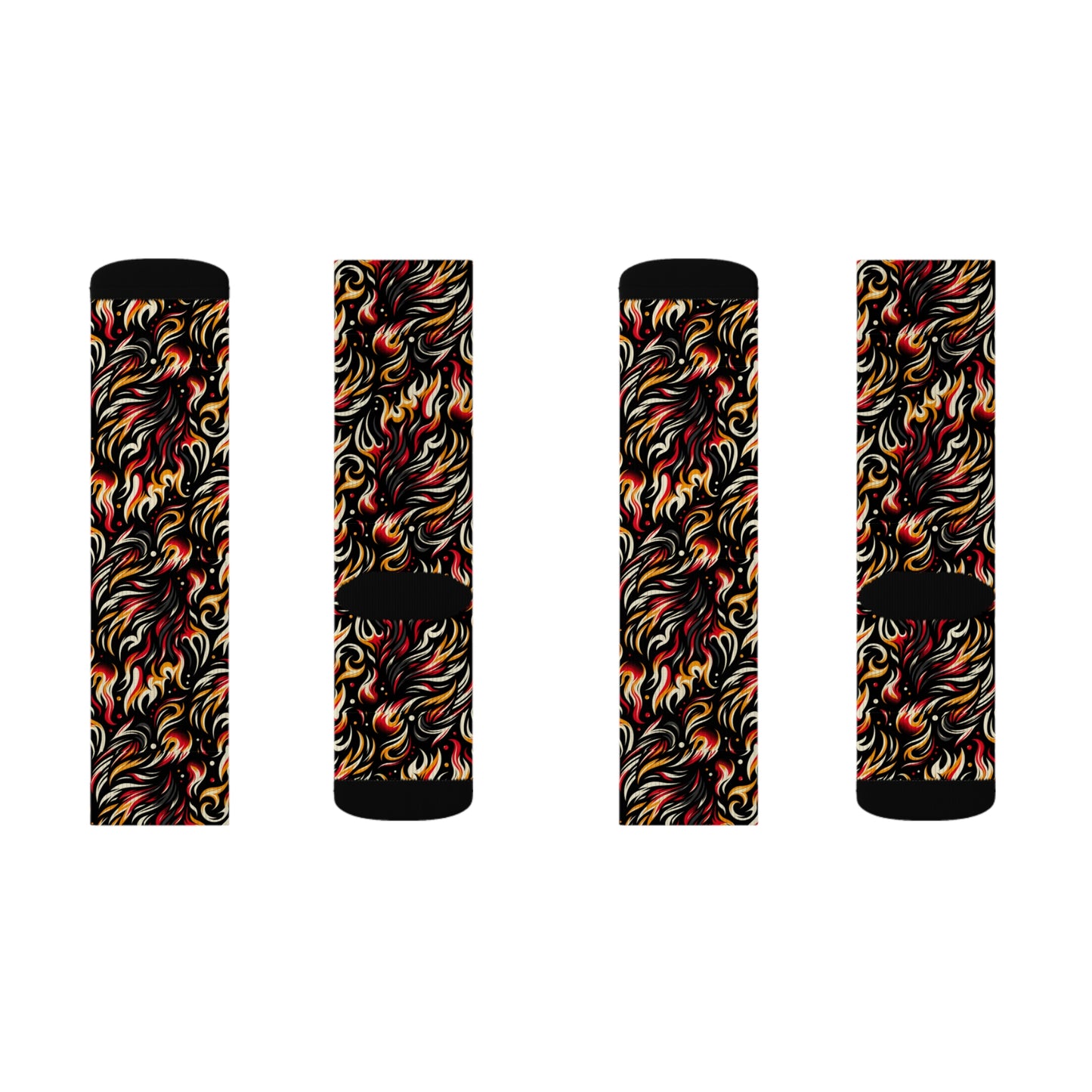 Fire & Flames Bold Streetwear Statement Sublimation Socks - 8404 Design-60
