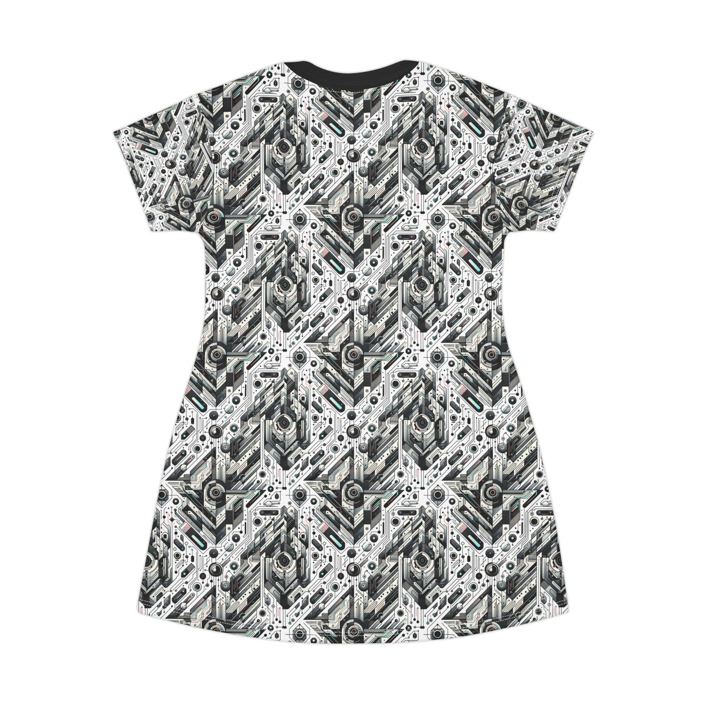 Tech-Infused Streetwear Tech-Forward Minimalism T-Shirt Dress - 8404 Design-51