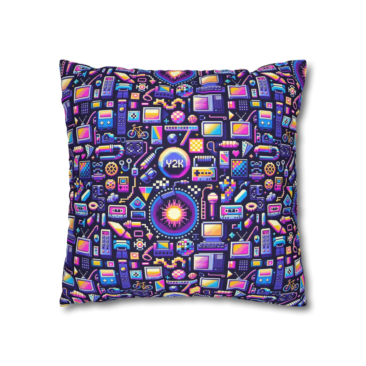Digital Nostalgia Modern Retro Fusion Spun Polyester Square Pillowcase - 8404 Design-64