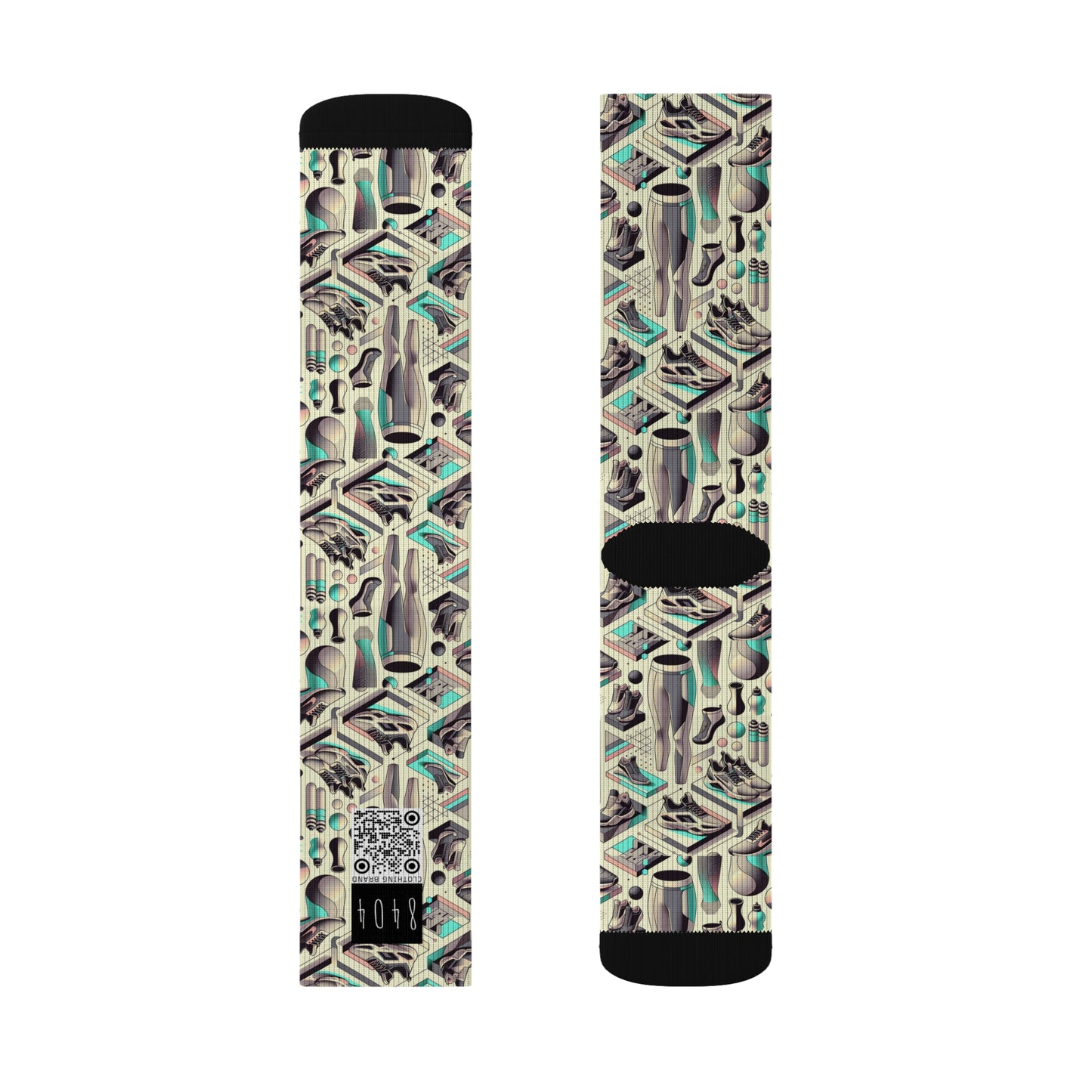 Tech-Infused Athleisure Futuristic Athletic Tech Sublimation Socks - 8404 Design-44