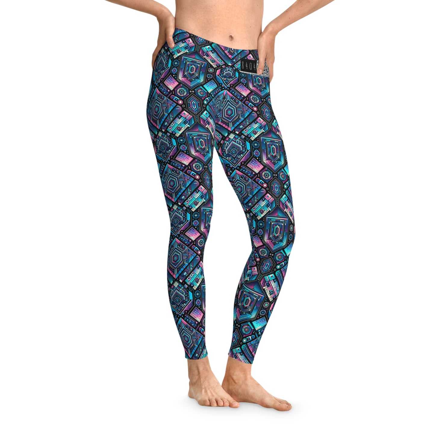 Digital Dreamland Futuristic Tech Aesthetic Stretch Leggings - 8404 Design-46