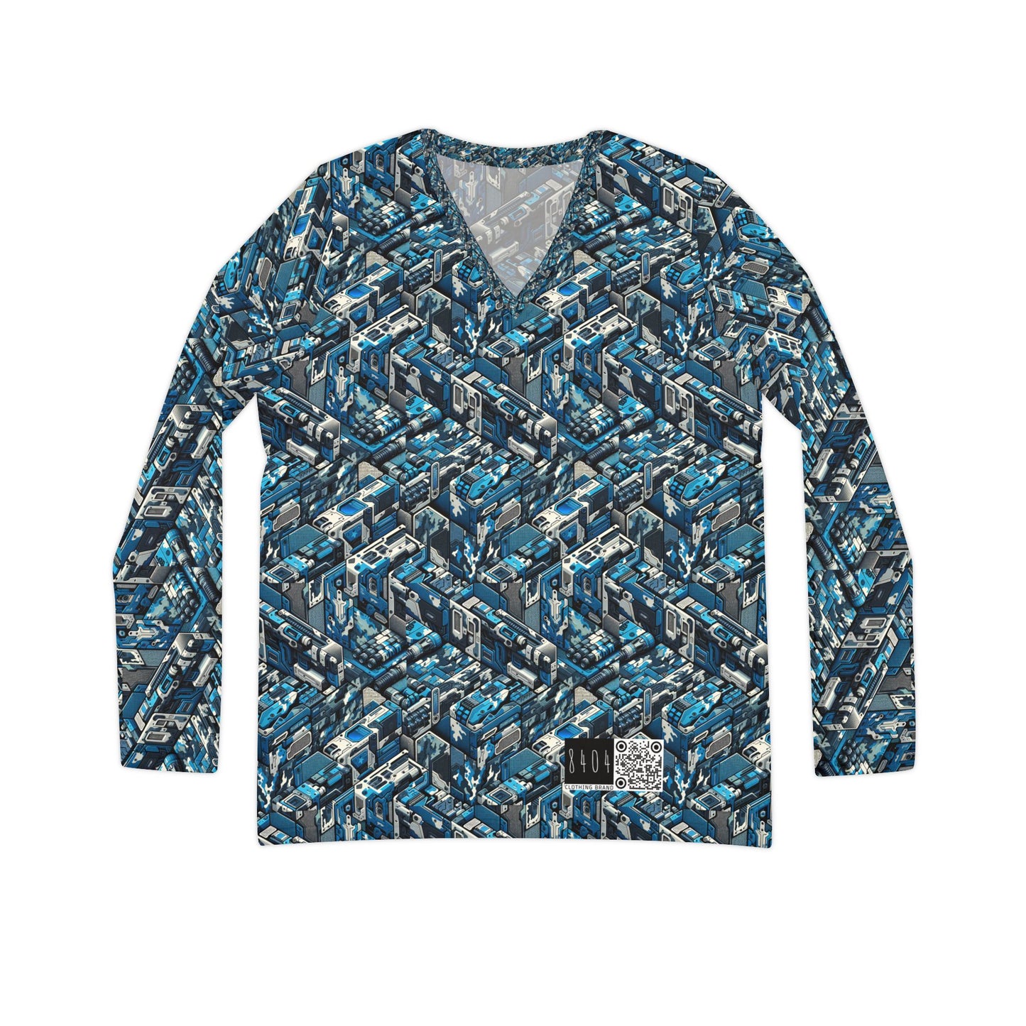 Tech Urban Camo Tech-Forward Streetwear With a Futuristic Military Edge Women's Long Sleeve V-Neck Shirt - 8404 Design-51