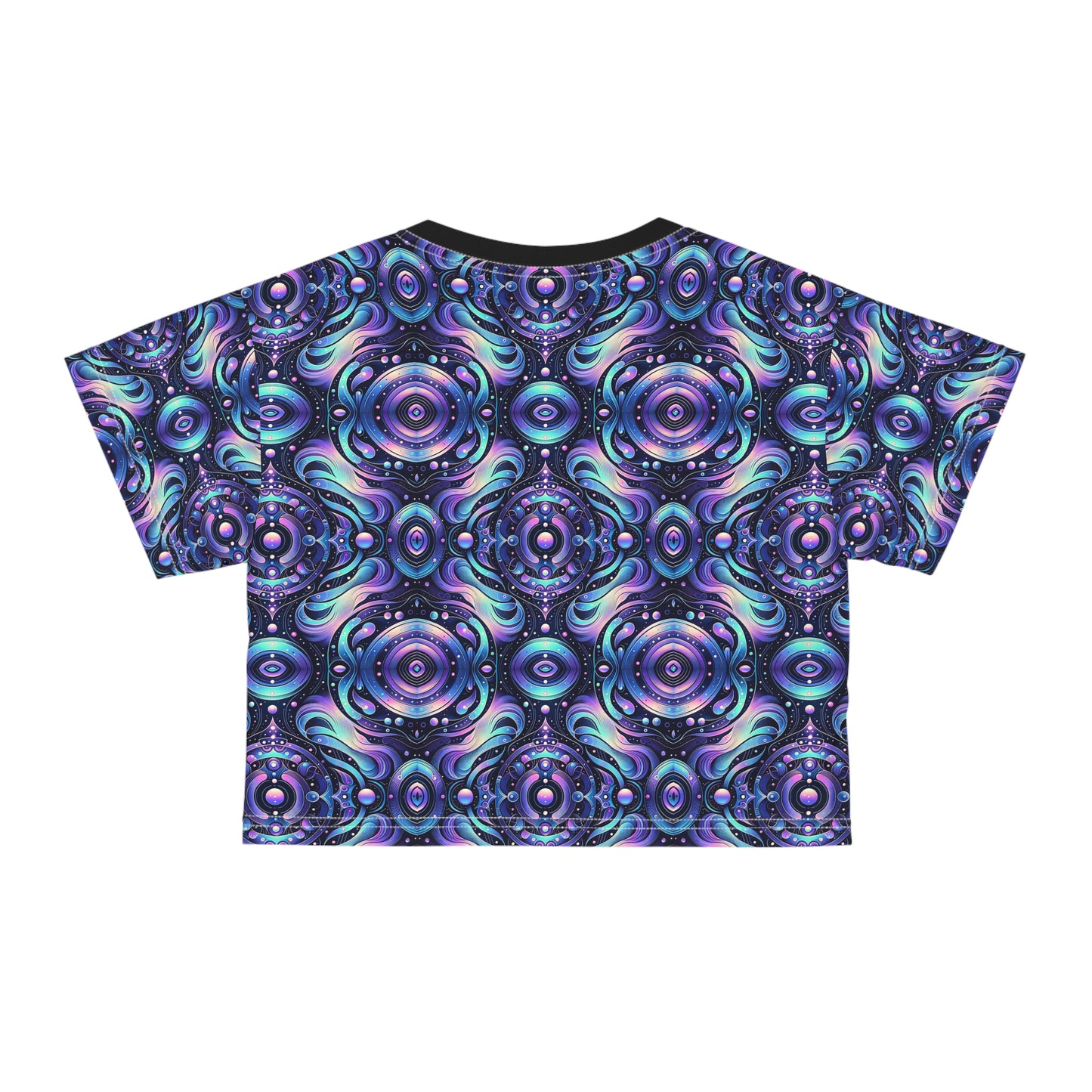 Iridescent Tech Fusion Tech-Forward Streetwear Crop Tee - 8404 Design-62